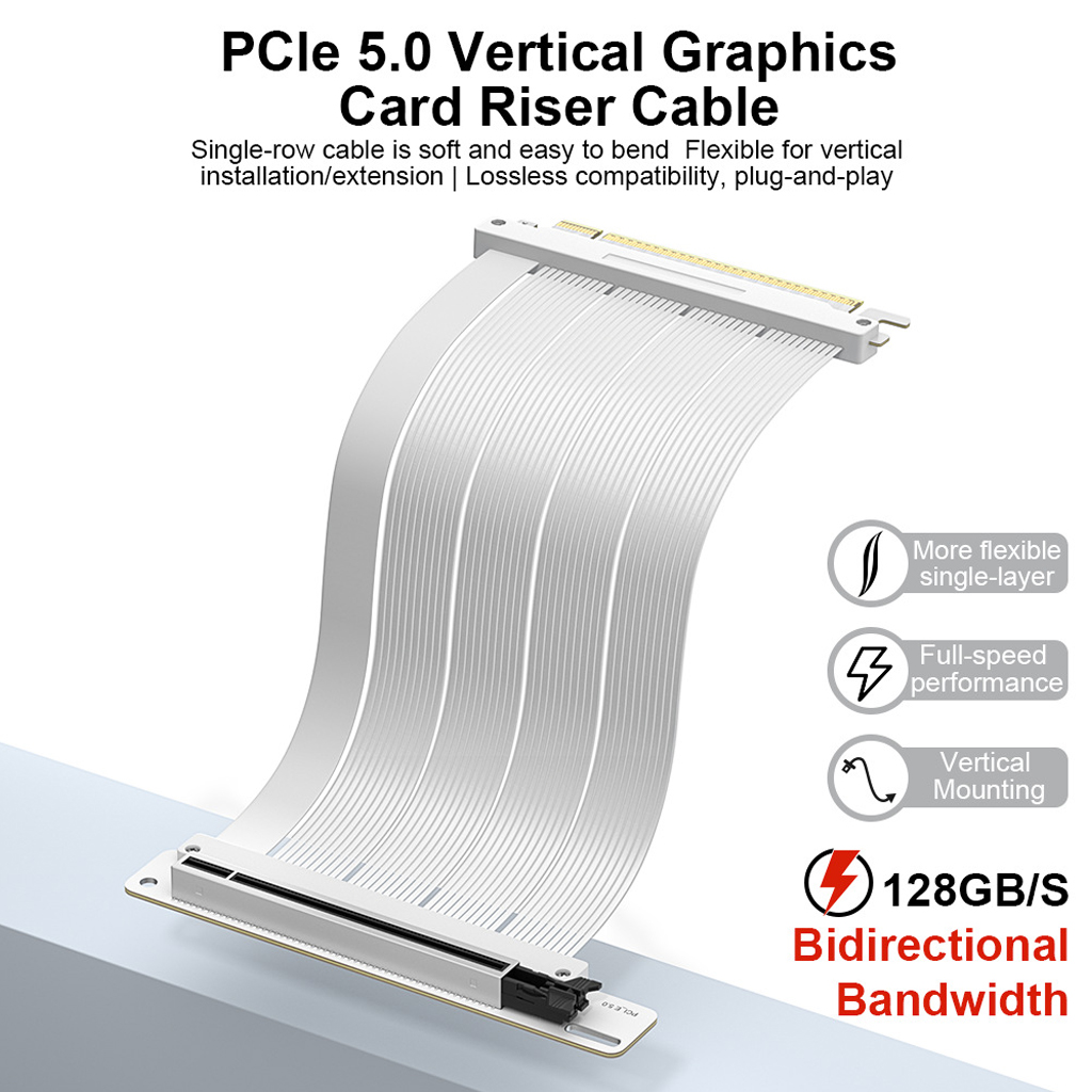 Pcie 5.0 Gpu Riser Cable - สายต่อขยายการ์ดจอแนวตั้ง PCI‑E 5.0 X16 GPU Riser