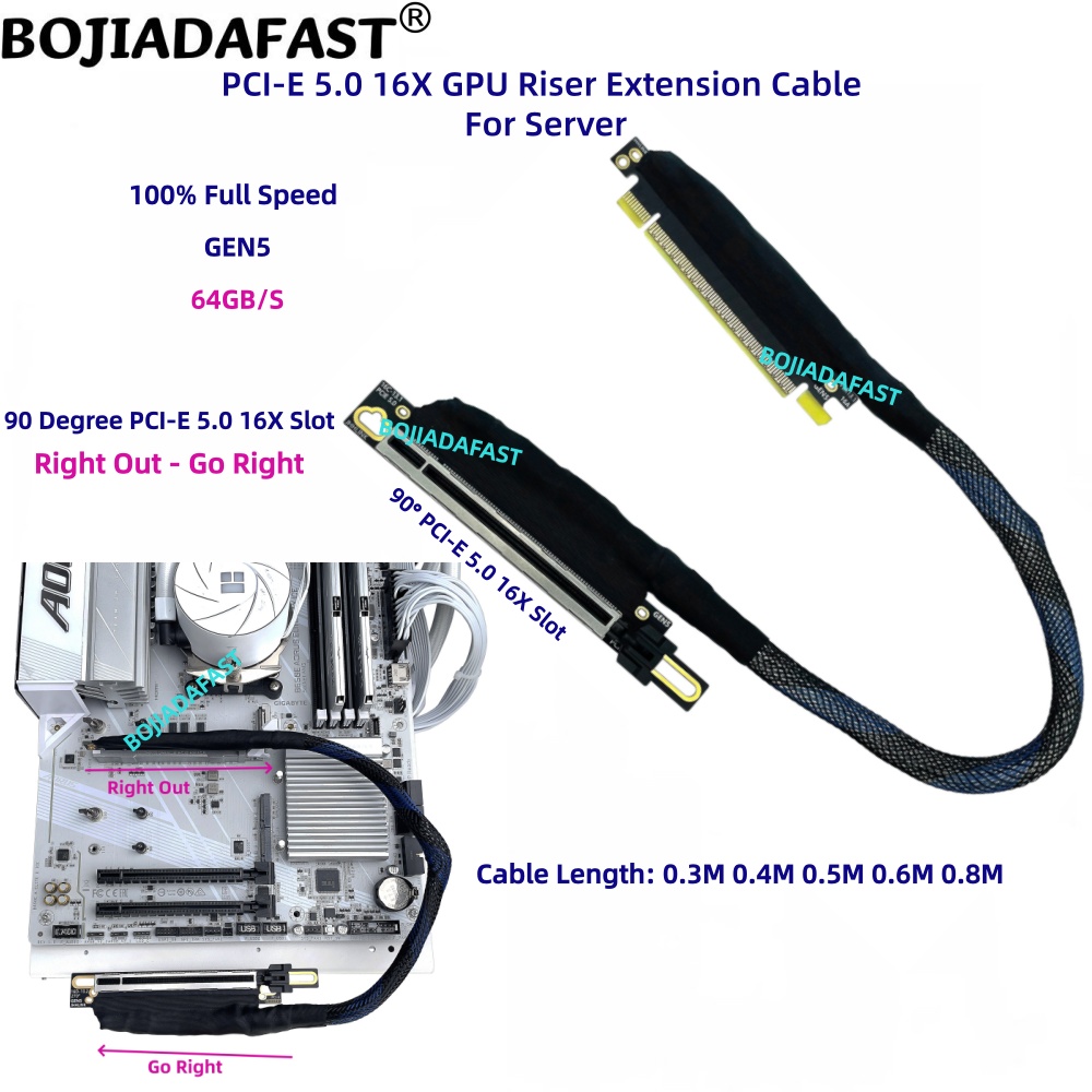 สายต่อขยาย GPU สำหรับการ์ดจอเซ - Pcie 5.0 Gpu Riser Cable บทวิจารณ์และราคา